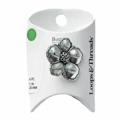 25mm Antique Silver Metal Flower Buttons, 6ct. by Loops & Threads®