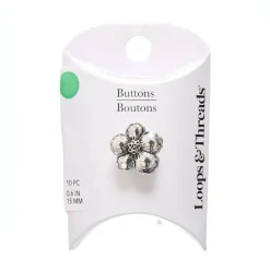 15mm Antique Silver Metal Flower Buttons, 10ct. by Loops & Threads®