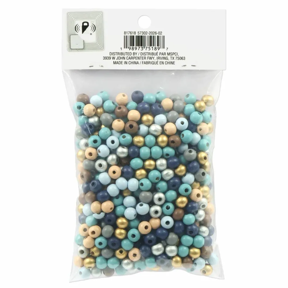 8mm Blue & Brown Mix Round Wood Beads, 500ct. by Bead Landing™