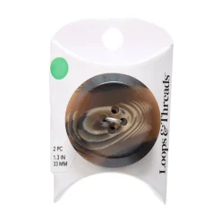 33mm Brown Swirl Round Buttons, 2ct. by Loops & Threads®