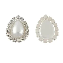 20.5mm Glass Rhinestone & Plastic Pearl Flatback Teardrops, 10ct. by Bead Landing™