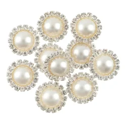 15mm Glass Rhinestone & Plastic Round Flatback Pearls, 10ct. by Bead Landing™