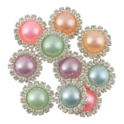 15mm Glass Rhinestone & Plastic Round Flatback Pearls, 10ct. by Bead Landing™