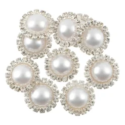 15mm Glass Rhinestone & Plastic Round Flatback Pearls, 10ct. by Bead Landing™