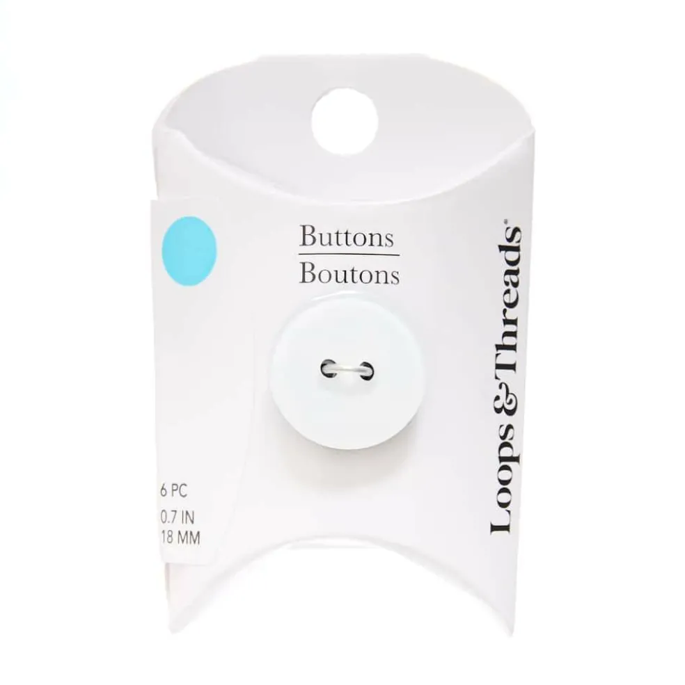 18mm Glossy White Round Buttons, 6ct. by Loops & Threads®