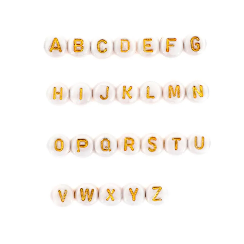 6.5mm Gold & Shell Acrylic Alphabet Beads, 100ct. by Bead Landing™