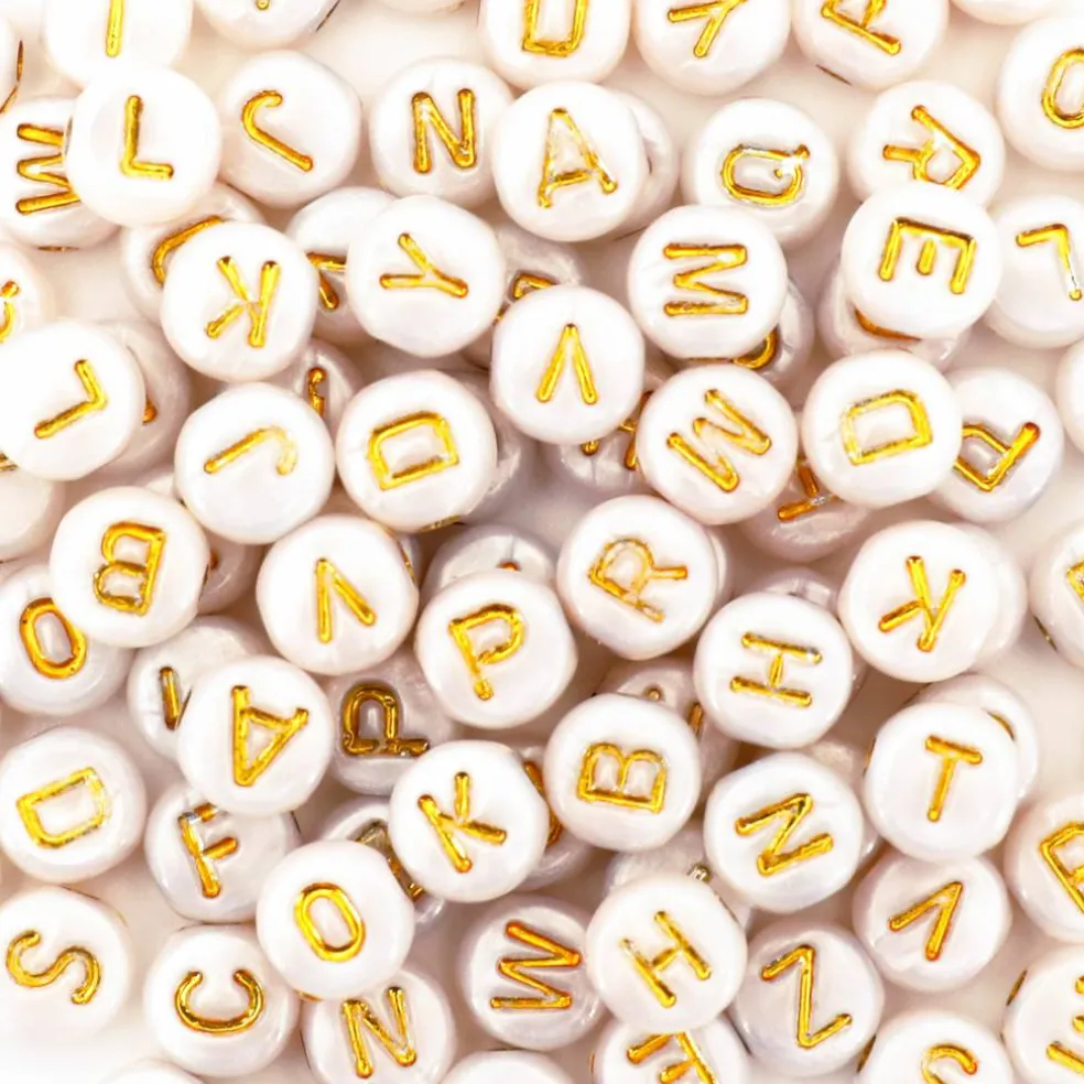 6.5mm Gold & Shell Acrylic Alphabet Beads, 100ct. by Bead Landing™