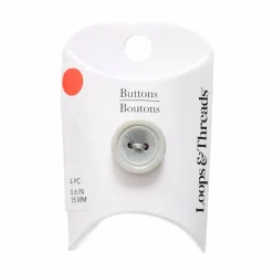 15mm Gray Double Rib Basic Round Buttons, 4ct. by Loops & Threads®