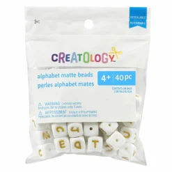 12mm Matte White & Gold Alphabet Beads by Creatology