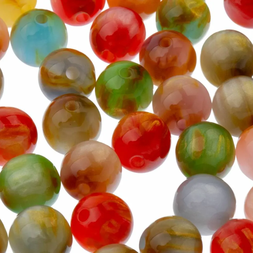10mm Multicolor Gold Shimmer Resin Round Craft Beads, 56ct. by Bead Landing™