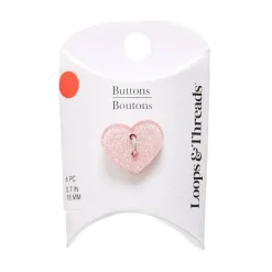 18mm Pink Glitter Heart Buttons, 6ct. by Loops & Threads®