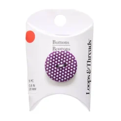 20mm Purple Polka Dot Round Buttons, 5ct. by Loops & Threads®