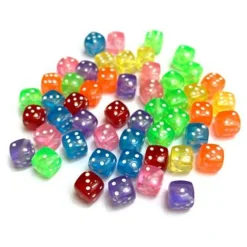 8mm Rainbow Plastic Dice Bead Set (14x) (K136)