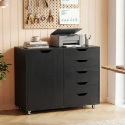 Mobile File Cabinet with Wheels 5 Drawer Storage Organizer Printer Stand for Office Home Study Computer Desk Storage Unit