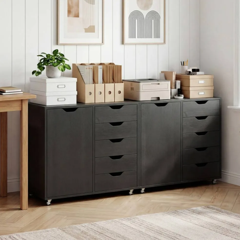 Mobile File Cabinet with Wheels 5 Drawer Storage Organizer Printer Stand for Office Home Study Computer Desk Storage Unit