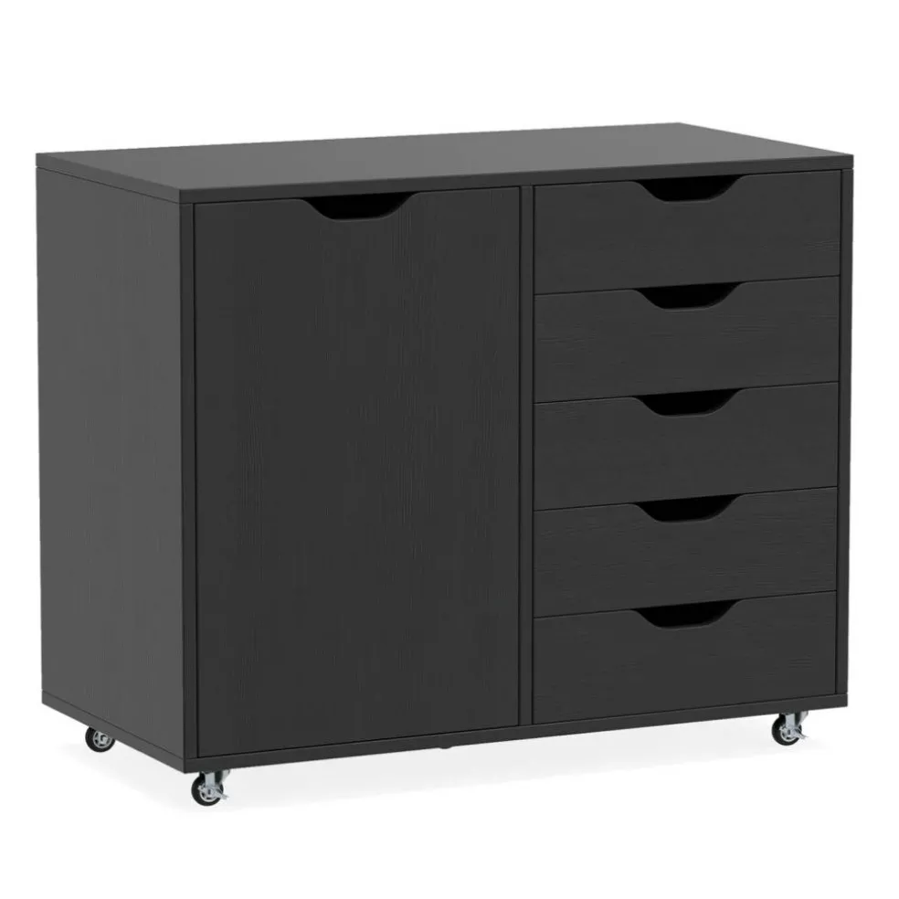 Mobile File Cabinet with Wheels 5 Drawer Storage Organizer Printer Stand for Office Home Study Computer Desk Storage Unit