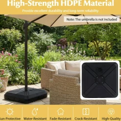 Mobile Offset Patio Umbrella Base with Wheels for Backyard Use