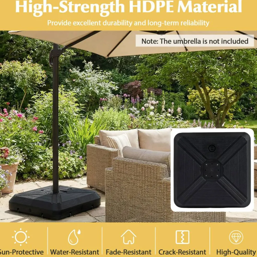 Mobile Offset Patio Umbrella Base with Wheels for Backyard Use
