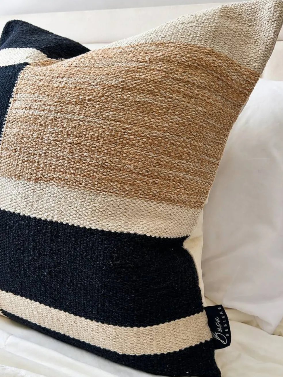 Modern Block Geometric Pillow Cover – 20” Textured Handmade Accent