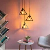 Modern 3 Bulb Triangle Shapes Ceiling Hanging Light Fixture, Black Decorative Chandelier