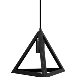 Modern 3 Bulb Triangle Shapes Ceiling Hanging Light Fixture, Black Decorative Chandelier