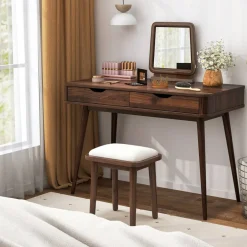 Modern 43.5 Inch Computer Desk with Drawers for Small Apartments or Offices