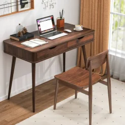 Modern 43.5 Inch Computer Desk with Drawers for Small Apartments or Offices