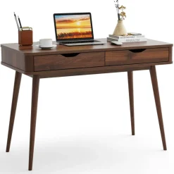 Modern 43.5 Inch Computer Desk with Drawers for Small Apartments or Offices