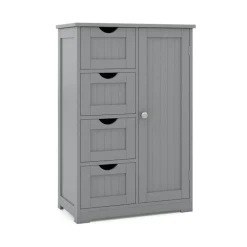 Modern MDF Storage Cabinet with 4 Drawers and Adjustable Shelf Ideal for Bathroom or Bedroom