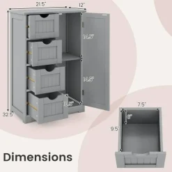 Modern MDF Storage Cabinet with 4 Drawers and Adjustable Shelf Ideal for Bathroom or Bedroom