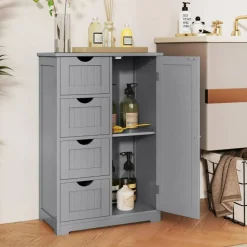 Modern MDF Storage Cabinet with 4 Drawers and Adjustable Shelf Ideal for Bathroom or Bedroom
