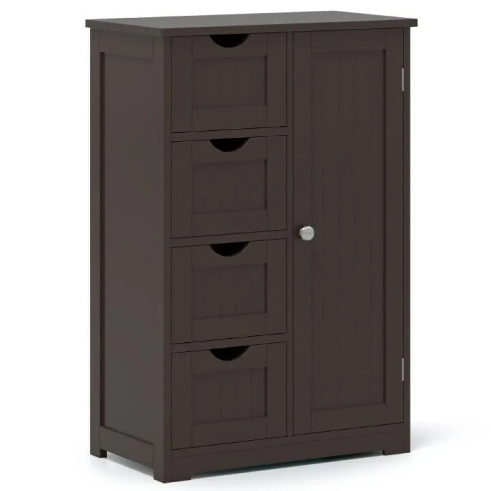 Modern MDF Storage Cabinet with 4 Drawers and Adjustable Shelf Ideal for Bathroom or Bedroom
