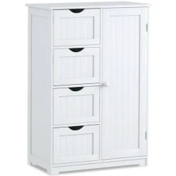Modern MDF Storage Cabinet with 4 Drawers and Adjustable Shelf Ideal for Bathroom or Bedroom