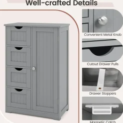 Modern MDF Storage Cabinet with 4 Drawers and Adjustable Shelf Ideal for Bathroom or Bedroom