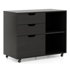 Modern Mobile File Storage Cabinet with Large Tabletop 3 Drawers and Smooth Rolling Wheels