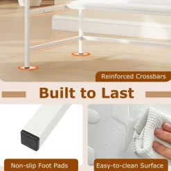 Modern Office Desk with Charging Station 48 Inch Computer Table with USB Type C Power Outlets Mesh Shelves Storage and Hook Work Desk