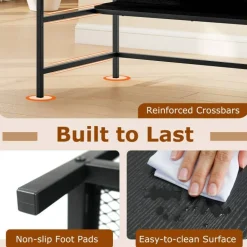 Modern Office Desk with Charging Station 48 Inch Computer Table with USB Type C Power Outlets Mesh Shelves Storage and Hook Work Desk