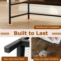 Modern Office Desk with Charging Station 48 Inch Computer Table with USB Type C Power Outlets Mesh Shelves Storage and Hook Work Desk