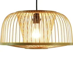 Modern Oval Bamboo Wicker Rattan Hanging Light Shade for Living Room, Dining Room, Entryway