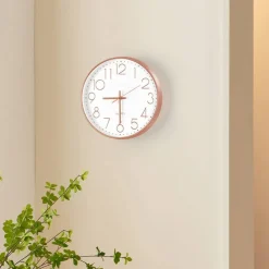 Modern Rose Gold Wall Clock, Silent Non-Ticking Quartz Clock for Living Room Bedroom Kitchen Office Decor