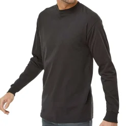 M&O- Gold Soft Touch Long Sleeve T-Shirt, Heavy Cotton Crewneck Adult tee for Men.