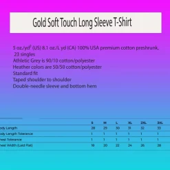 M&O Men's Gold Soft Touch Long Sleeve T-Shirt, Blank Tee for Vinyl Printing & DIY Projects