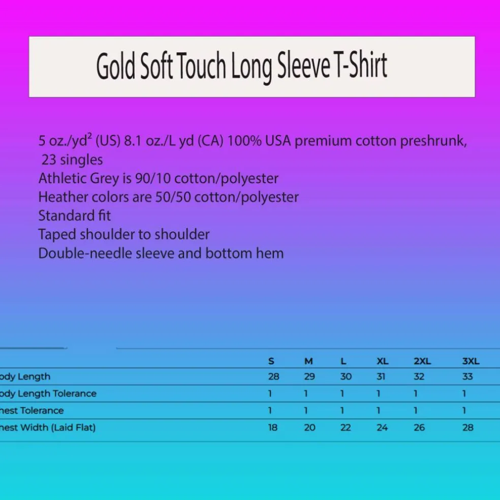 M&O Men's Gold Soft Touch Long Sleeve T-Shirt, Blank Tee for Vinyl Printing & DIY Projects