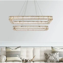 Monroe 42 inch LED double rectangle pendant in gold