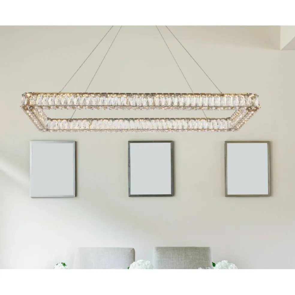 Monroe 50 inch LED Single rectangle pendant in gold