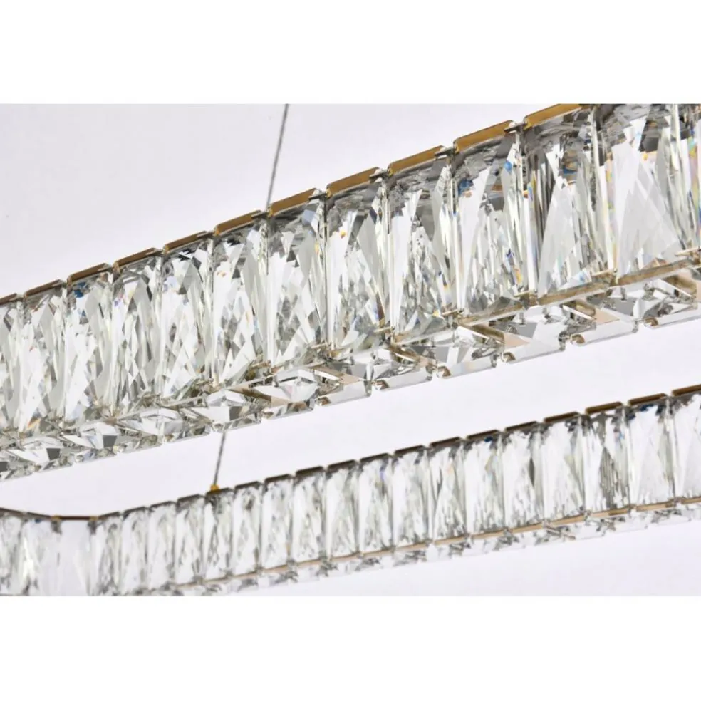 Monroe 50 inch LED Single rectangle pendant in gold