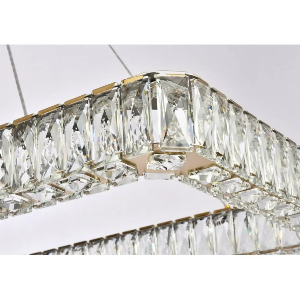 Monroe 50 inch LED Single rectangle pendant in gold