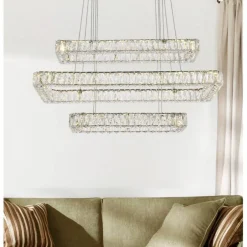 Monroe 42 inch LED triple rectangle pendant in chrome
