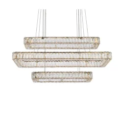 Monroe 42 inch LED triple rectangle pendant in gold
