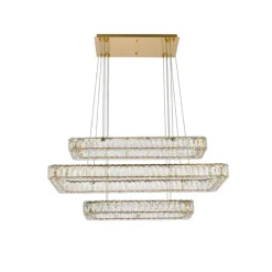 Monroe 42 inch LED triple rectangle pendant in gold